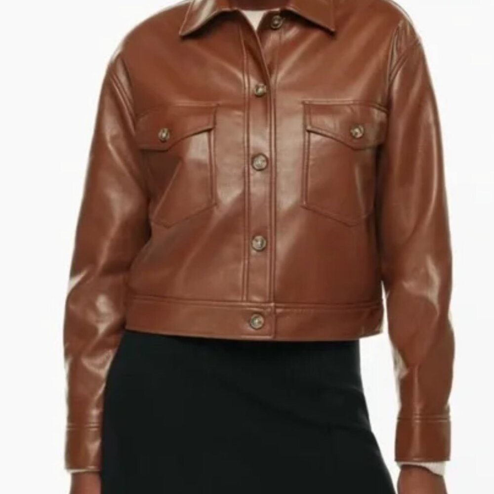 Aritzia Wilfred Autumn Shirt Cropped Jacket in Cognac XXS